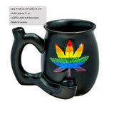 Fashion Craft - embossed leaf - matt black mug - rainbow leaf