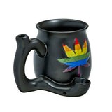 Fashion Craft - embossed leaf - matt black mug - rainbow leaf
