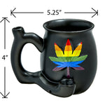 Fashion Craft - embossed leaf - matt black mug - rainbow leaf