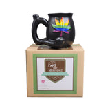 Fashion Craft - embossed leaf - matt black mug - rainbow leaf