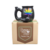 Fashion Craft - embossed leaf - matt black mug - rainbow leaf