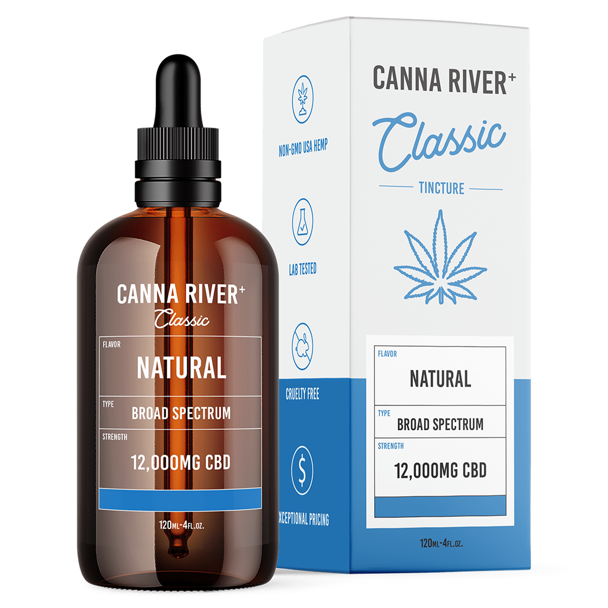 Canna River - Broad Spectrum CBD Classic Tincture - Natural - 120mL