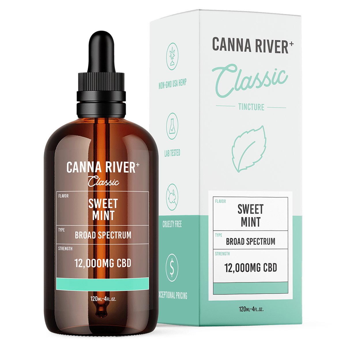 Canna River - Broad Spectrum CBD Classic Tincture - Sweet Mint - 120mL
