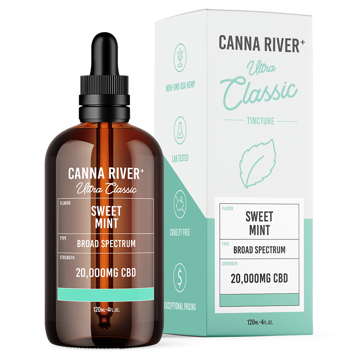 Canna River - Broad Spectrum CBD Ultra Classic Tincture - Sweet Mint - 120mL