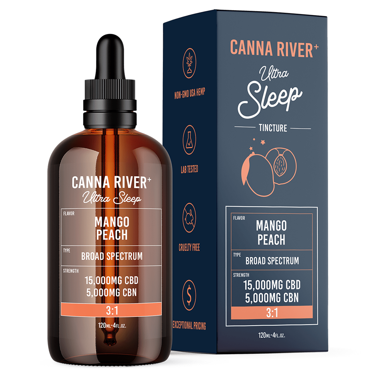 Canna River - Broad Spectrum CBD/CBN Ultra Sleep Tincture - Mango Peach - 120mL