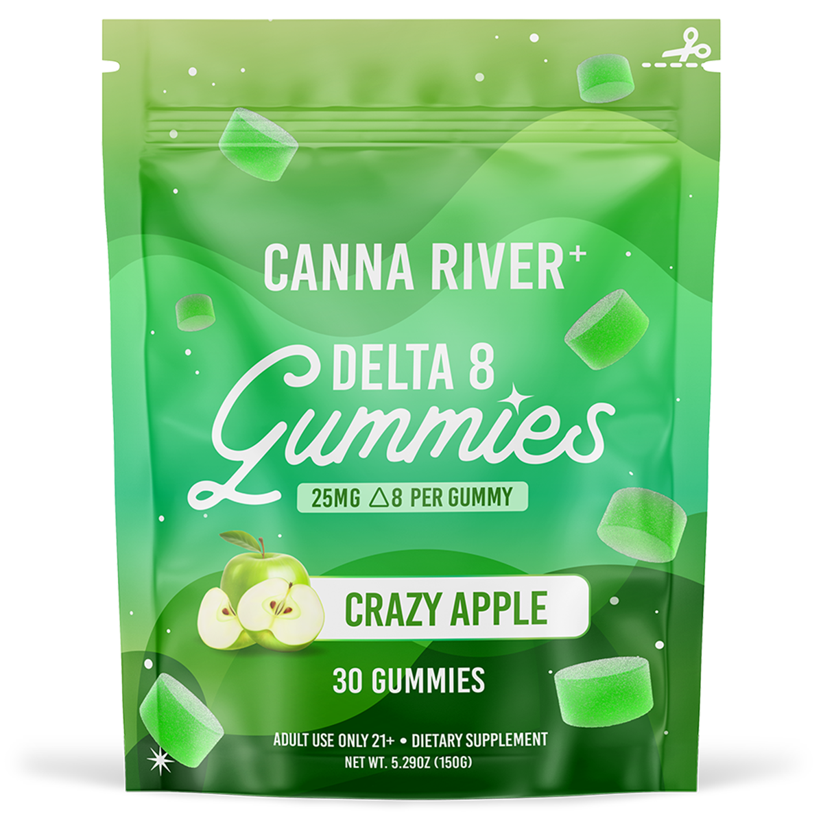 Canna River - Delta 8 Gummies - Crazy Apple - 30 Gummies (25MG Each)