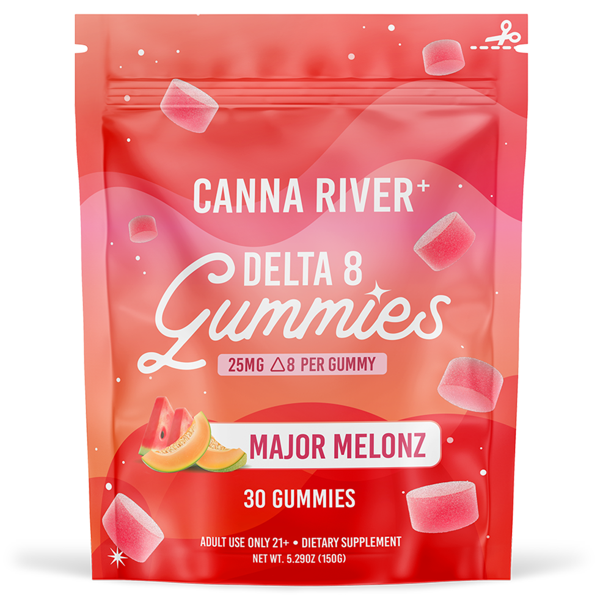 Canna River - Delta 8 Gummies - Major Melonz - 30 Gummies (25 MG Each)