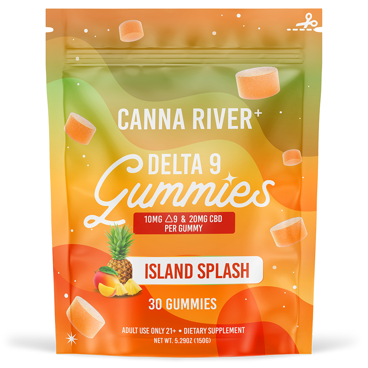 Canna River - Delta 9 Gummies - Island Splash - 30 Gummies (10MG Delta 9 & 20MG CBD Each)