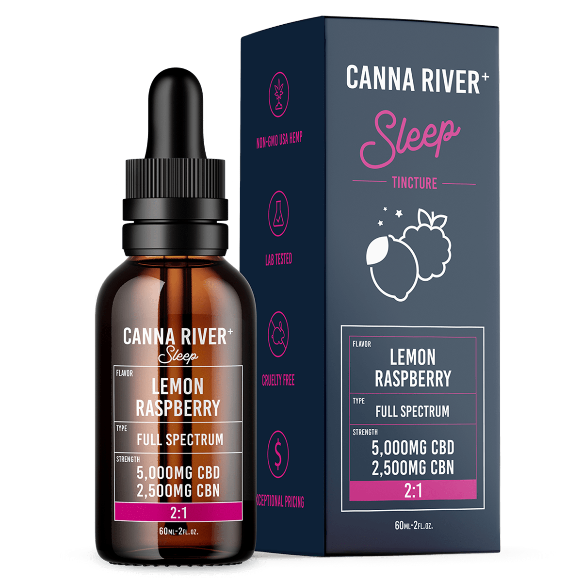 Canna River - Full Spectrum CBD/CBN Sleep Tincture - Lemon Raspberry - 60mL