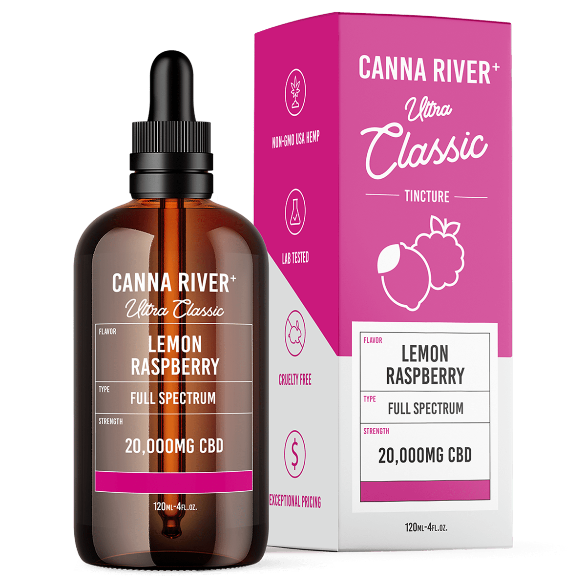 Canna River - Full Spectrum CBD Ultra Classic Tincture - Lemon Raspberry - 120mL
