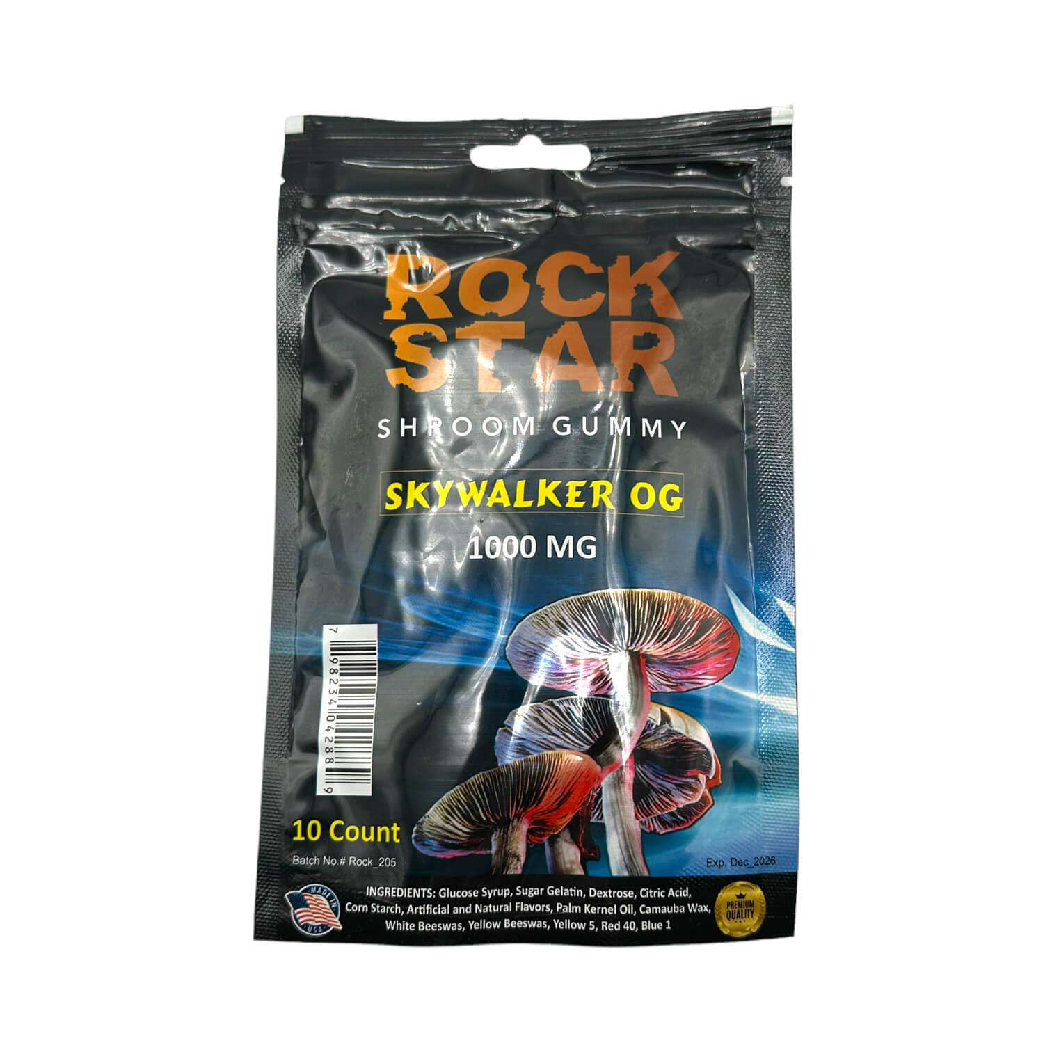 Rockstar Shroom Gummies - 1000 MG - Skywalker OG - 100% Natural - 10 Gummies (100MG Each) - Made in USA