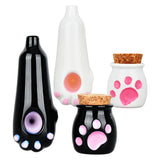 Remedy Center - Cat Paw - Glass Hand Pipe & Jar Set - 4" - Colors Vary