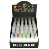 Pulsar - Glass Chillums - w - Gem Filter - 4" - Asst - 48PC DISPLAY