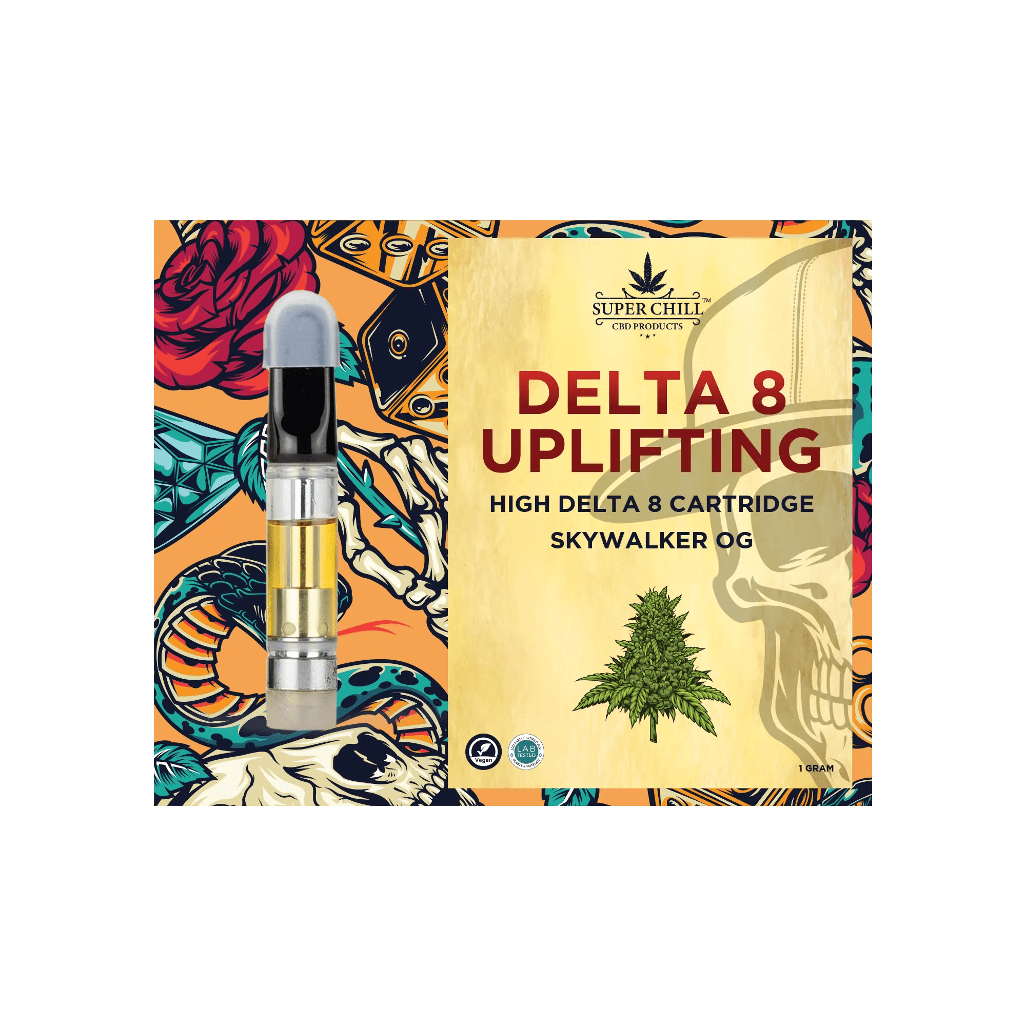 Super Chill CBD - Delta 8 Cartridges - 1 ML - 1000 MG Pre-Filled - High Strength - 100% Natural - Made in USA